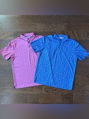 Maelreg Performance Polo Shirt Lot of 2 Short Sleeve M Floral Paisley Print Golf
